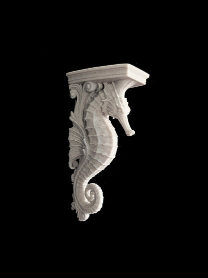 Seahorse Corbel Wall Shelf Bracket - Nautical Coastal Seahorse Decor