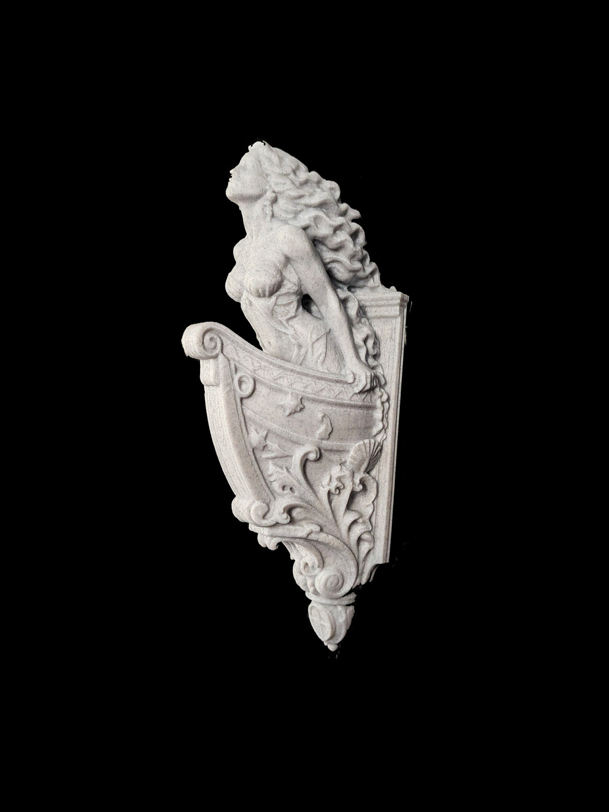 Mermaid Ship Figurehead Wall Sculpture - Nautical Marble Style Mermaid Decor