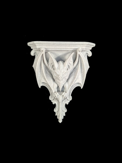 Bat Corbel Wall Shelf Bracket - Marble Style Gothic Bat Decor