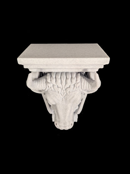 Bull Corbel Wall Shelf Bracket - Taurus Zodiac Marble Style Decor