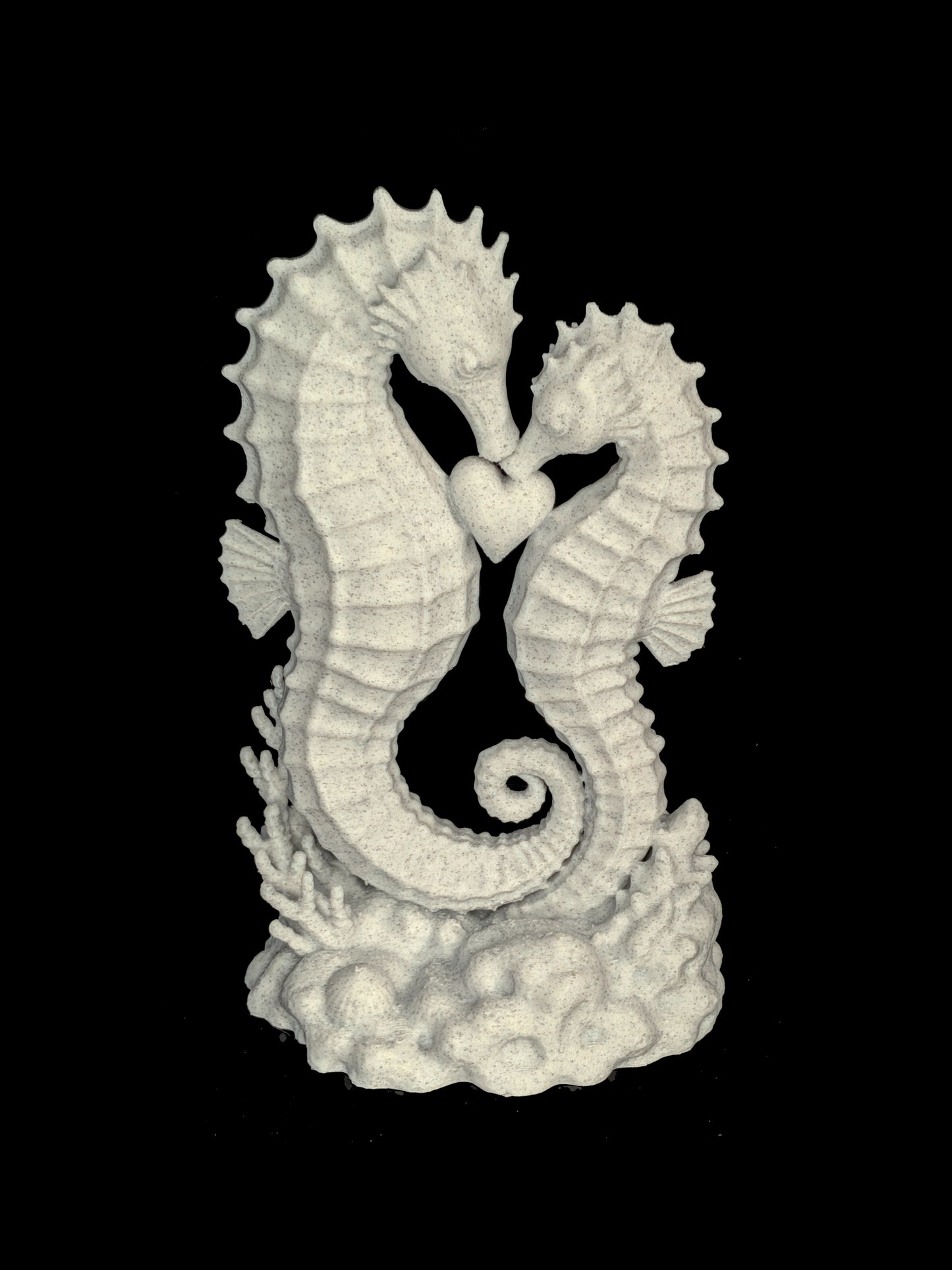 Seahorse Couple Statue | Marble Style Seahorse Sculpture