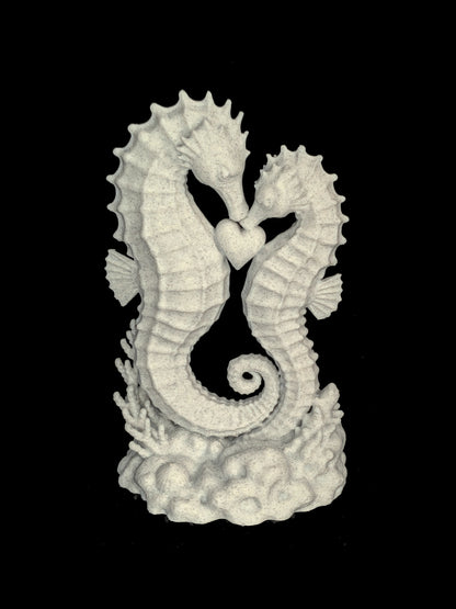 Seahorse Couple Statue | Marble Style Seahorse Sculpture