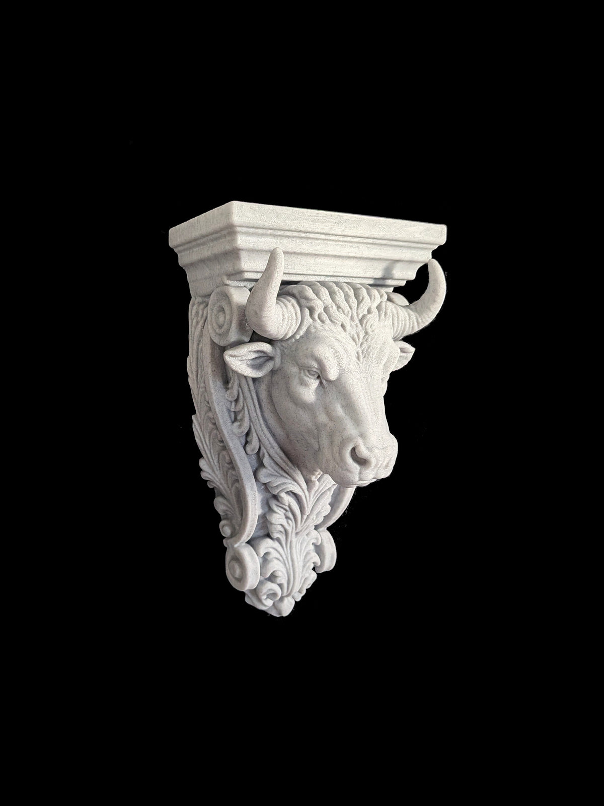 Bull Corbel Wall Shelf Bracket - Taurus Zodiac Marble Style Decor