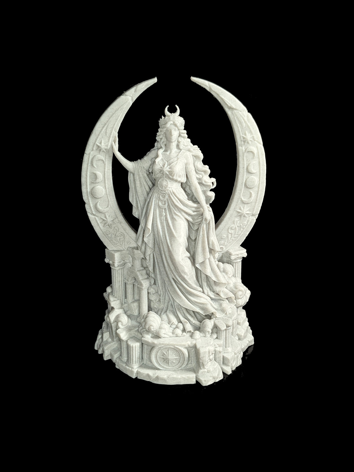Moon Goddess Statue - Marble Style Crescent Moon Celestial Sculpture