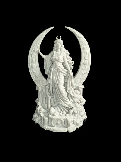 Moon Goddess Statue - Marble Style Crescent Moon Celestial Sculpture