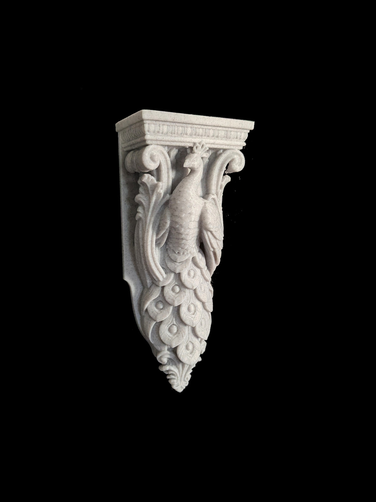 Peacock Corbel Wall Shelf Bracket - Marble Style Bird Wall Decor