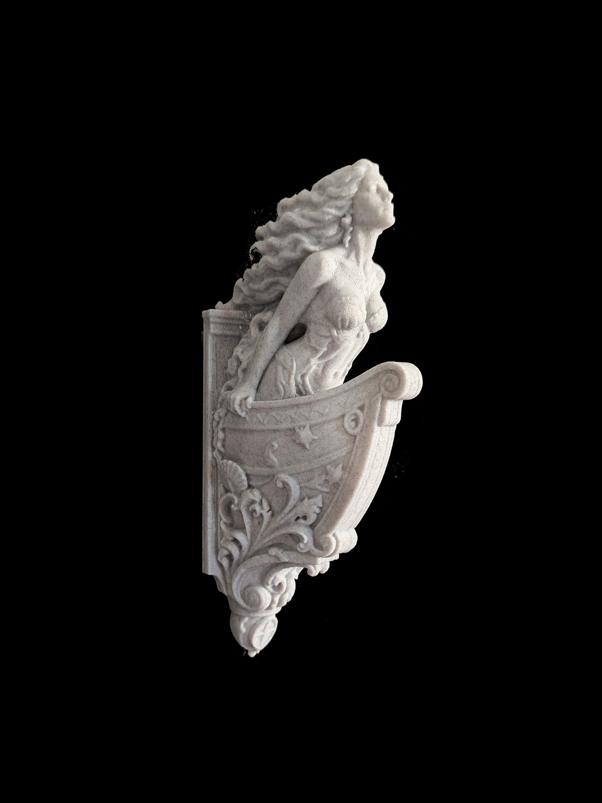 Mermaid Ship Figurehead Wall Sculpture - Nautical Marble Style Mermaid Decor