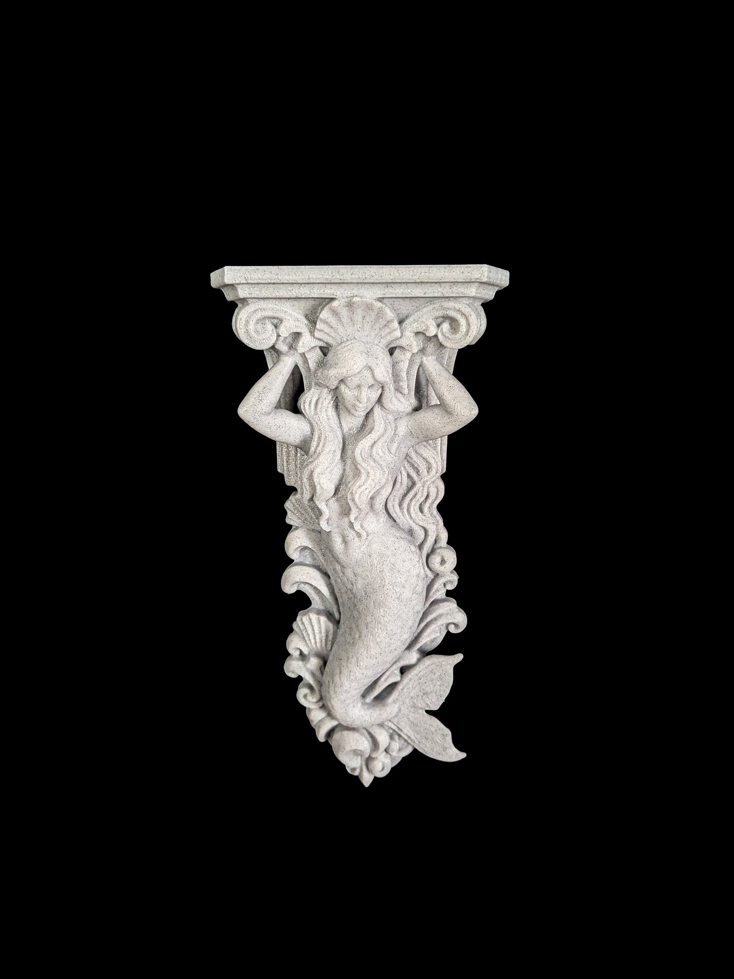 Mermaid Corbel Wall Decor - Marble Finish Coastal Gothic Shelf Bracket