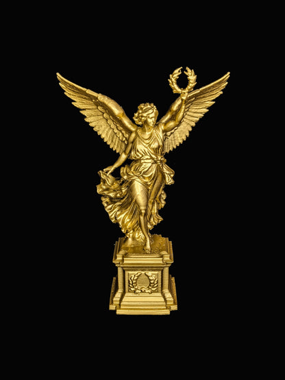 Golden Victory Angel Statue - Hand Painted Gold Winged Sculpture