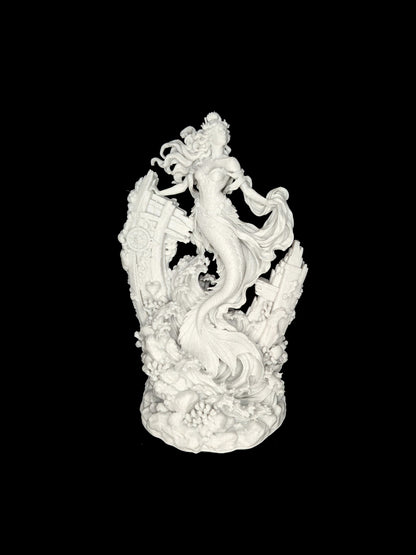 Shipwreck Mermaid Statue - Marble Style Ocean Ruins Fantasy Sculpture