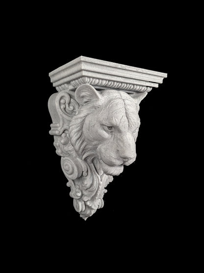 Tiger Corbel Wall Shelf Bracket | Marble Style Tiger Wall Sculpture