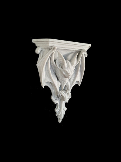 Bat Corbel Wall Shelf Bracket - Marble Style Gothic Bat Decor