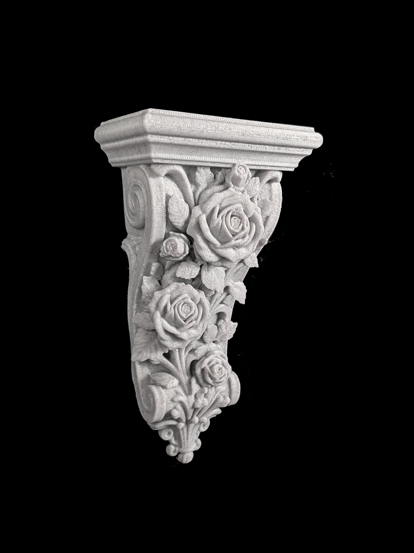 Rose Corbel Wall Shelf Bracket | Marble Style Floral Corbel