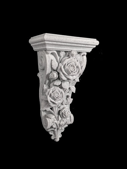 Rose Corbel Wall Shelf Bracket | Marble Style Floral Corbel