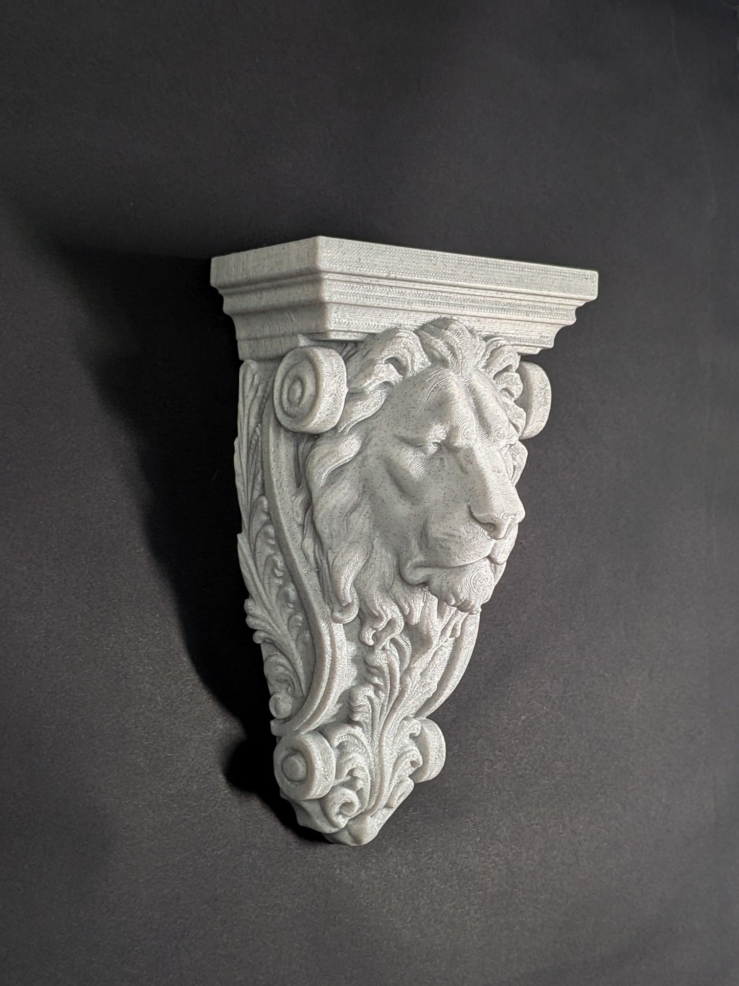 Lion Head Corbel Wall Decor - Marble Style Gothic Architectural Shelf Bracket
