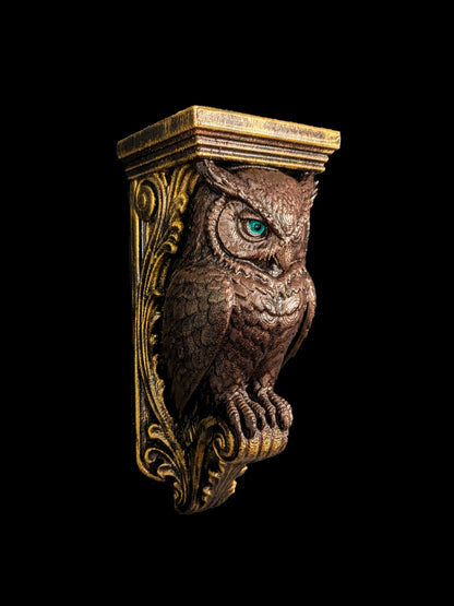 Owl Wall Corbel - Gothic Owl Shelf Bracket