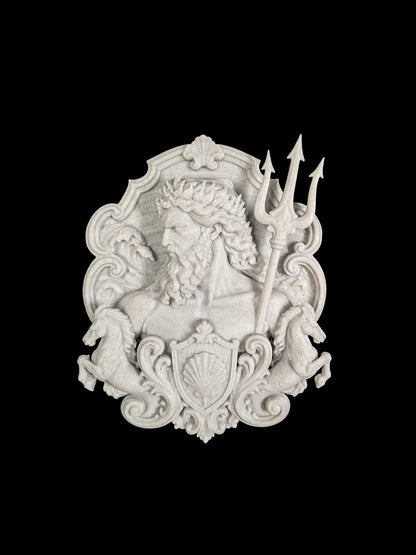 Poseidon Wall Relief - Marble Finish Greek Mythology Gothic Wall Art