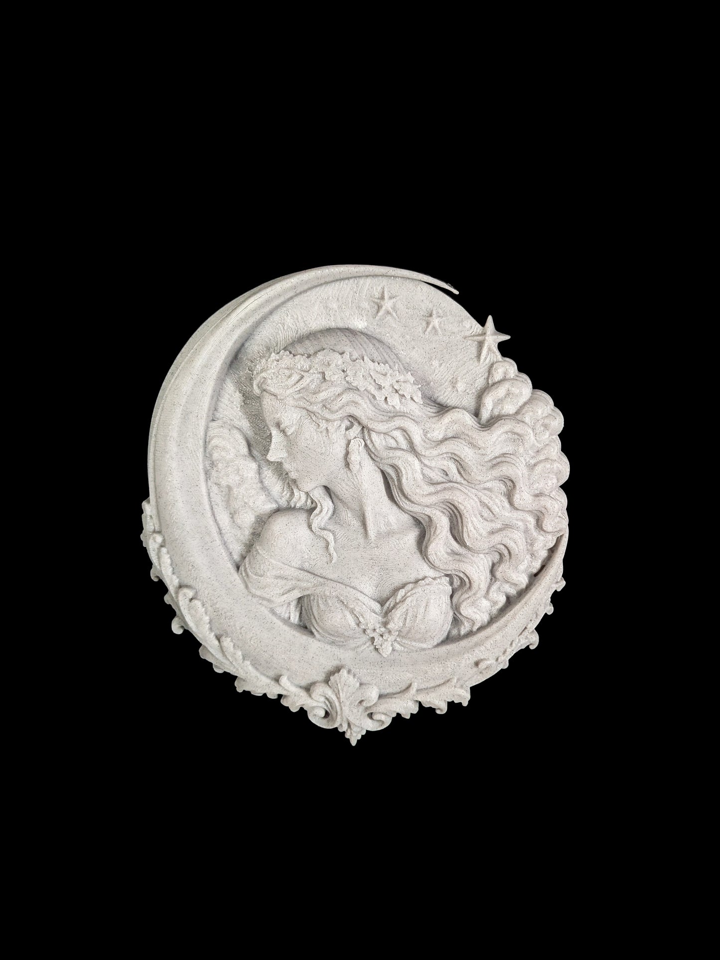 Moon Goddess Wall Relief - Marble Style Celestial Goddess Hanging Art