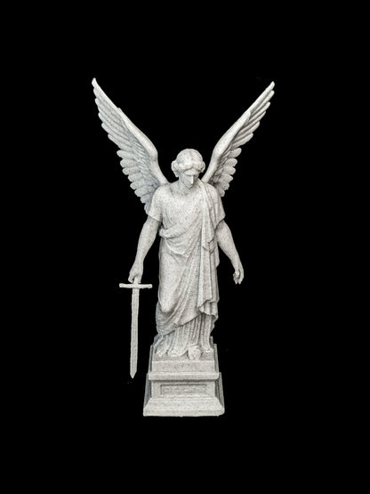 Guardian Angel Statue with Sword - Marble Style Angel Sculpture