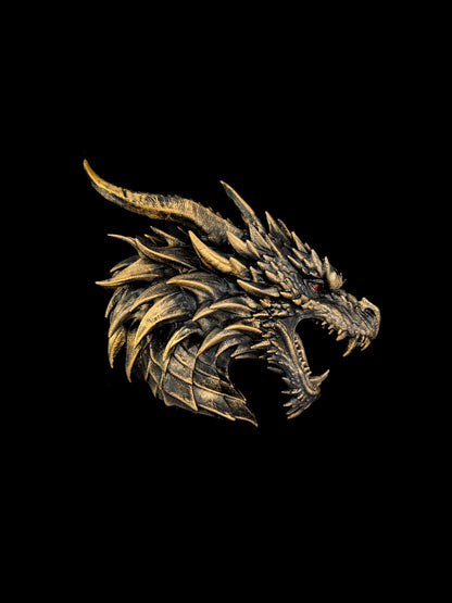 Dragon Wall Sculpture - Golden Style Dragon Head Wall Art