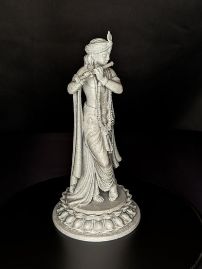 Krishna Statue - Marble Finish Hindu God Krishna Playing Flute Sculpture