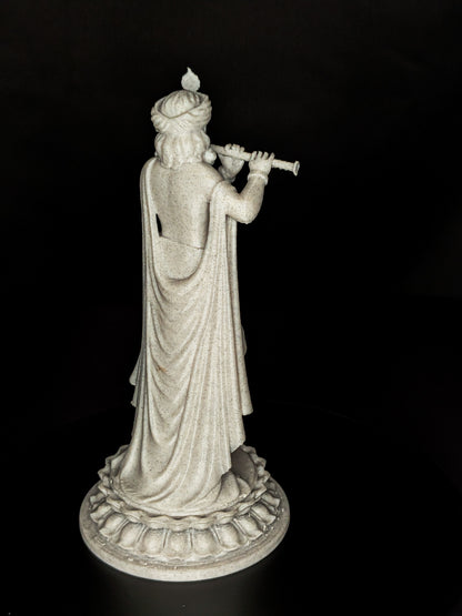 Krishna Statue - Marble Finish Hindu God Krishna Playing Flute Sculpture