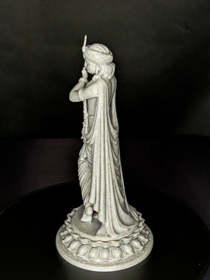 Krishna Statue - Marble Finish Hindu God Krishna Playing Flute Sculpture