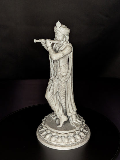 Krishna Statue - Marble Finish Hindu God Krishna Playing Flute Sculpture