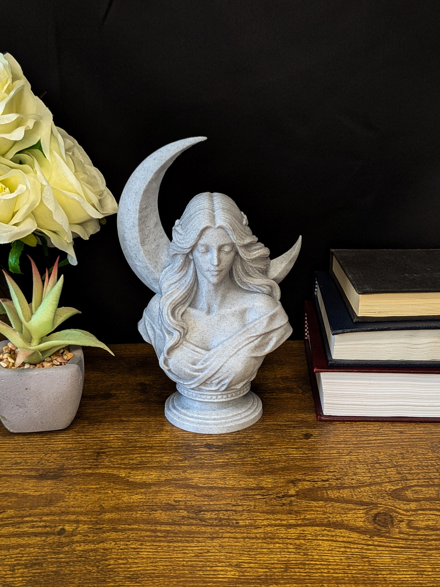 Moon Goddess Bust - Marble Finish Lunar Sculpture