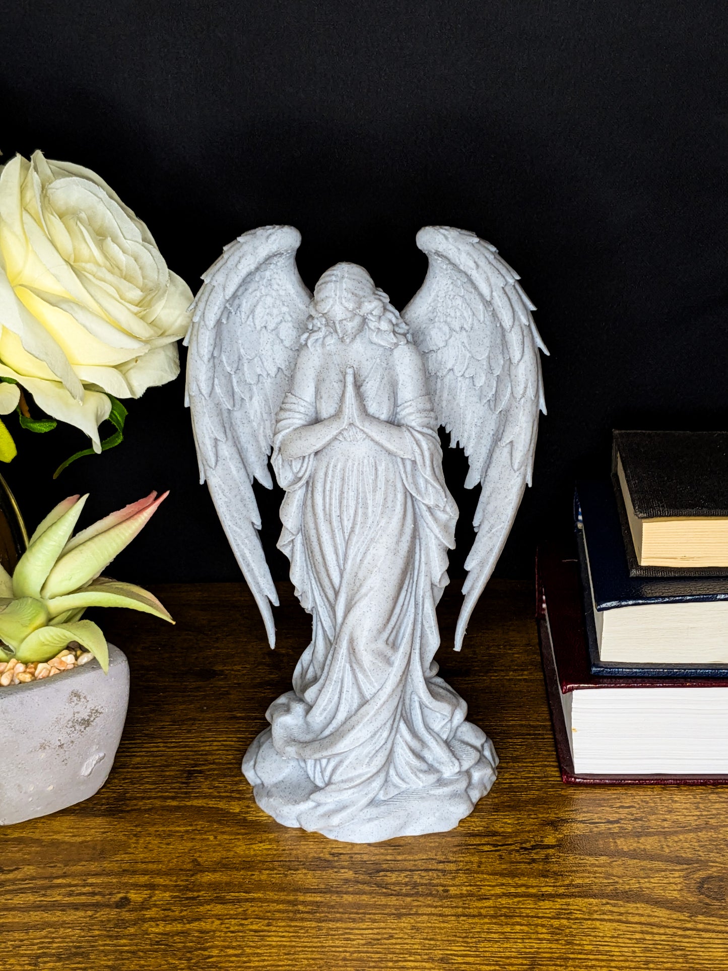 Praying Angel Statue - Marble Finish Guardian Angel Sculpture
