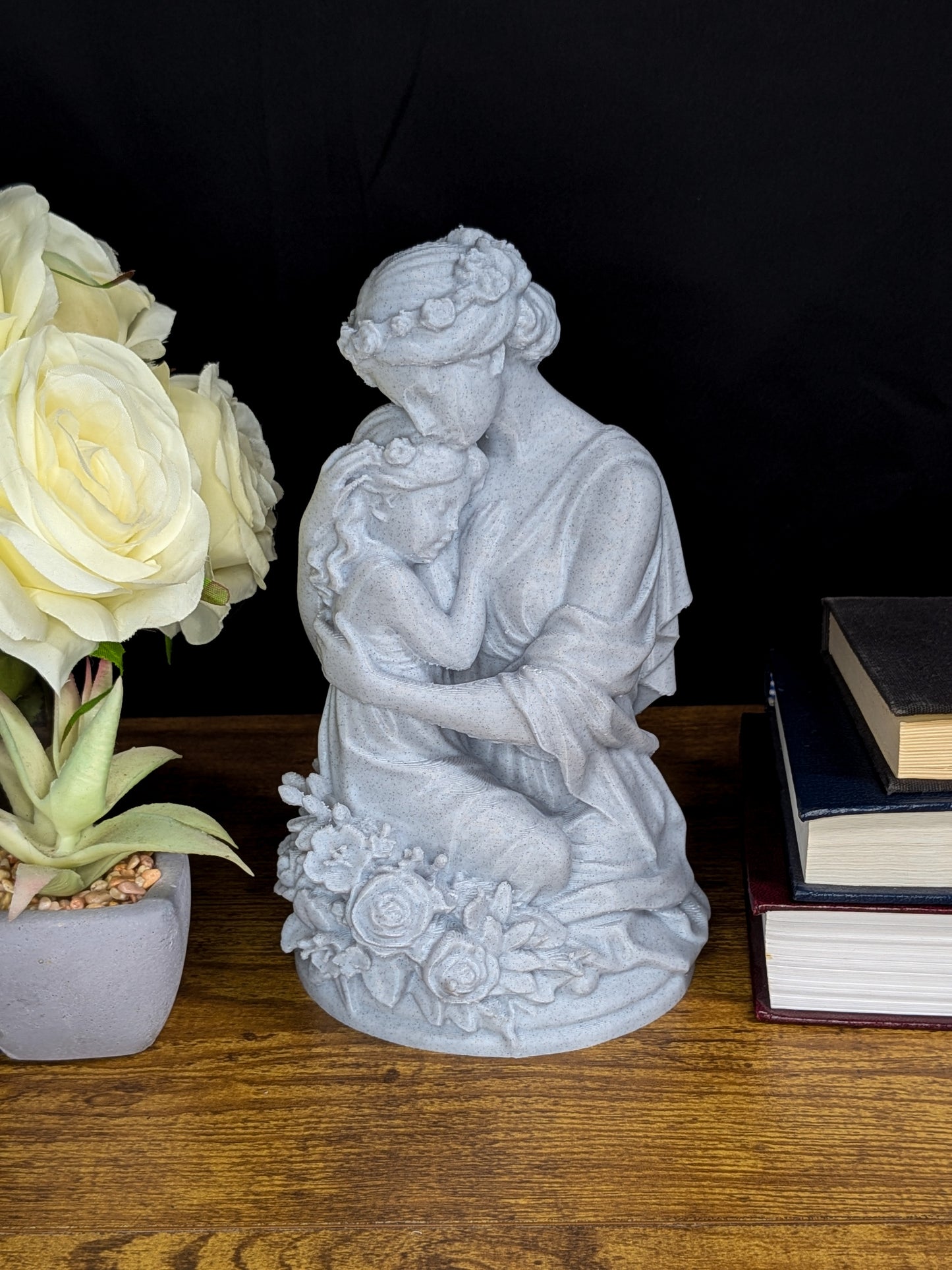 Mother and Daughter Statue - Marble Finish Family Sculpture