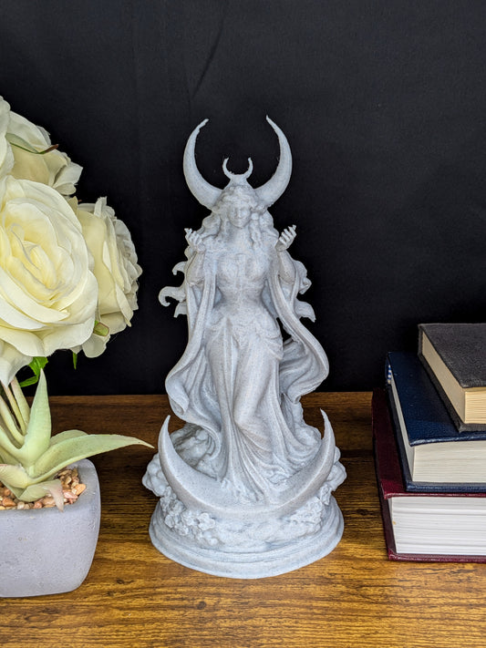Triple Moon Goddess Statue - Marble Finish Lunar Goddess Sculpture