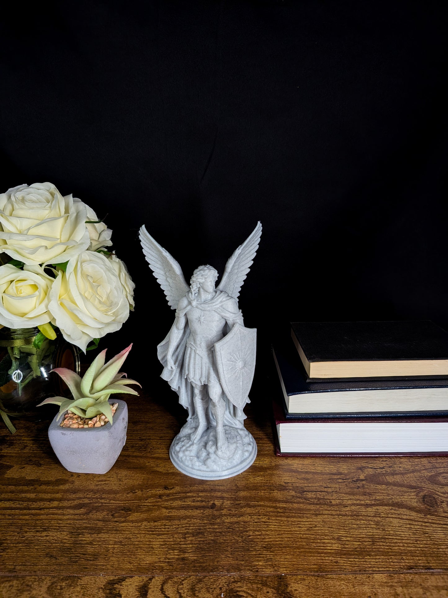 Archangel Michael Statue - Marble Finish Guardian Angel Sculpture