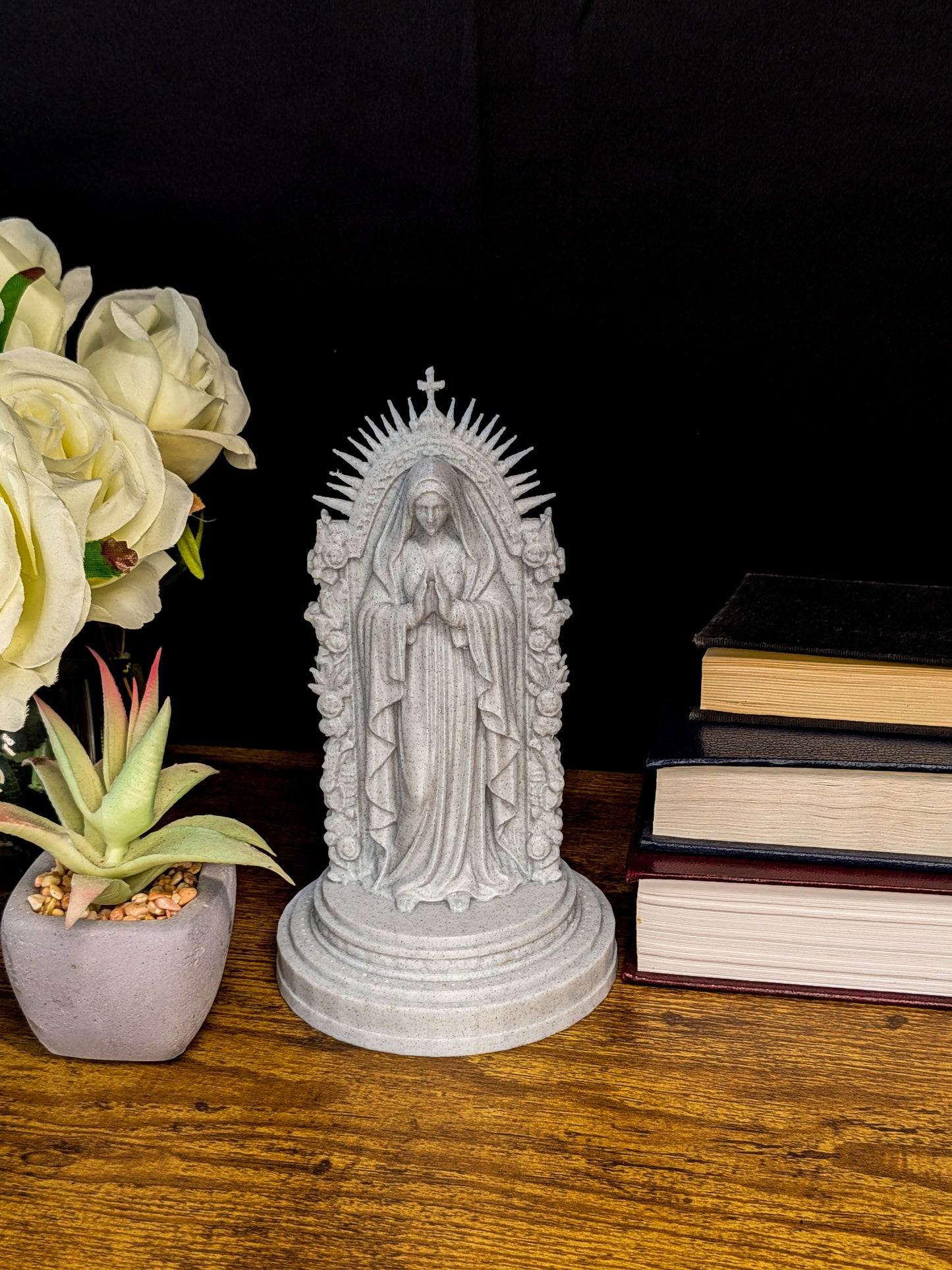 Mother Mary Statue - Marble Style Virgin Mary Sculpture