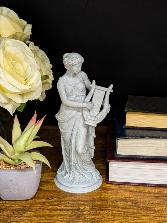 Woman with Harp Statue - Marble Finish Classical Decor