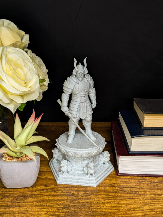 Samurai Sword Statue - Marble Finish Warrior Figure