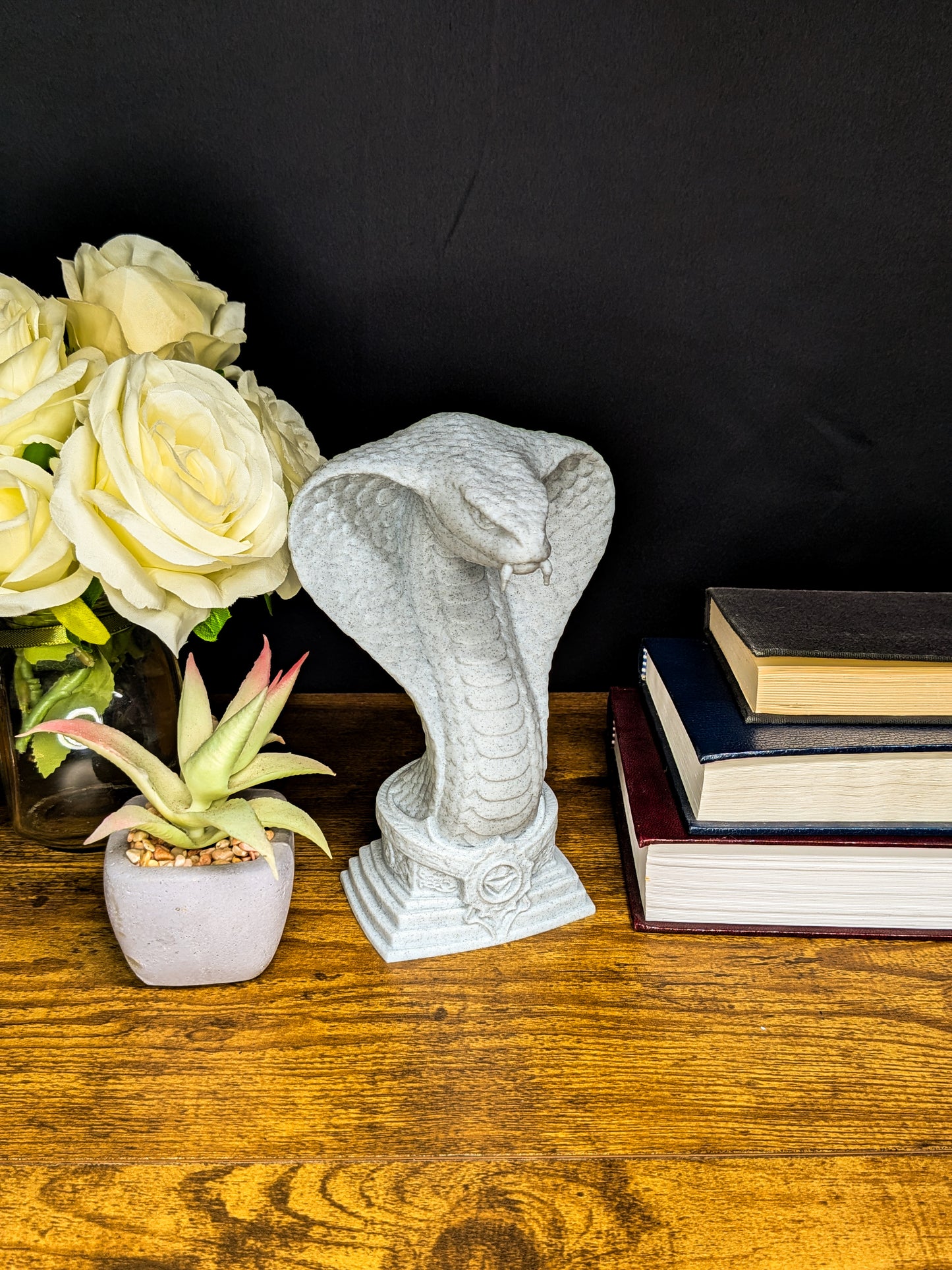 Serpent Guardian Bust - Marble Finish Snake Sculpture