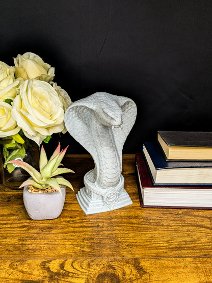 Serpent Guardian Bust - Marble Finish Snake Sculpture