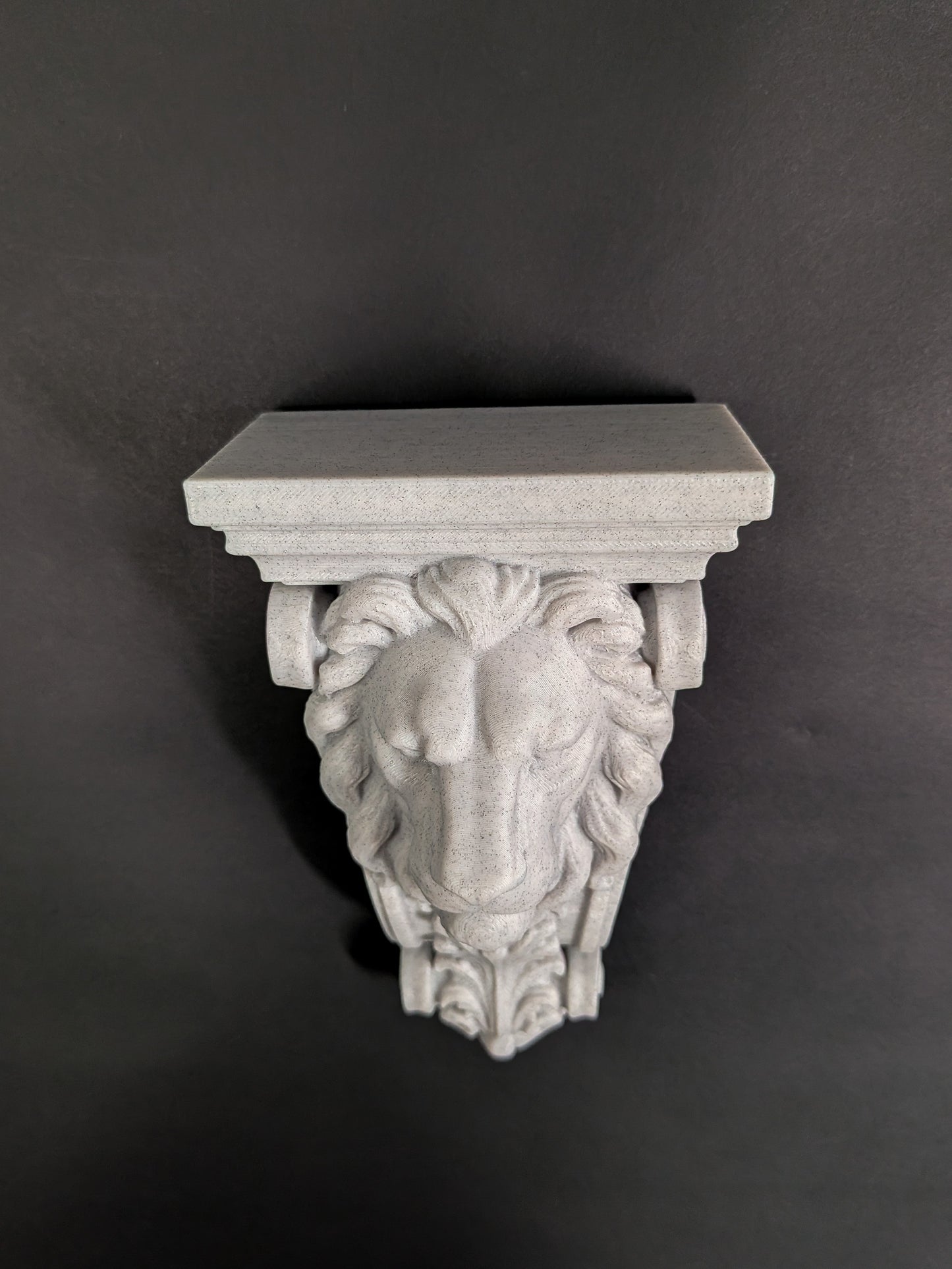 Lion Head Corbel Wall Decor - Marble Style Gothic Architectural Shelf Bracket