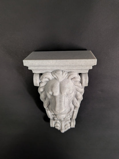 Lion Head Corbel Wall Decor - Marble Style Gothic Architectural Shelf Bracket
