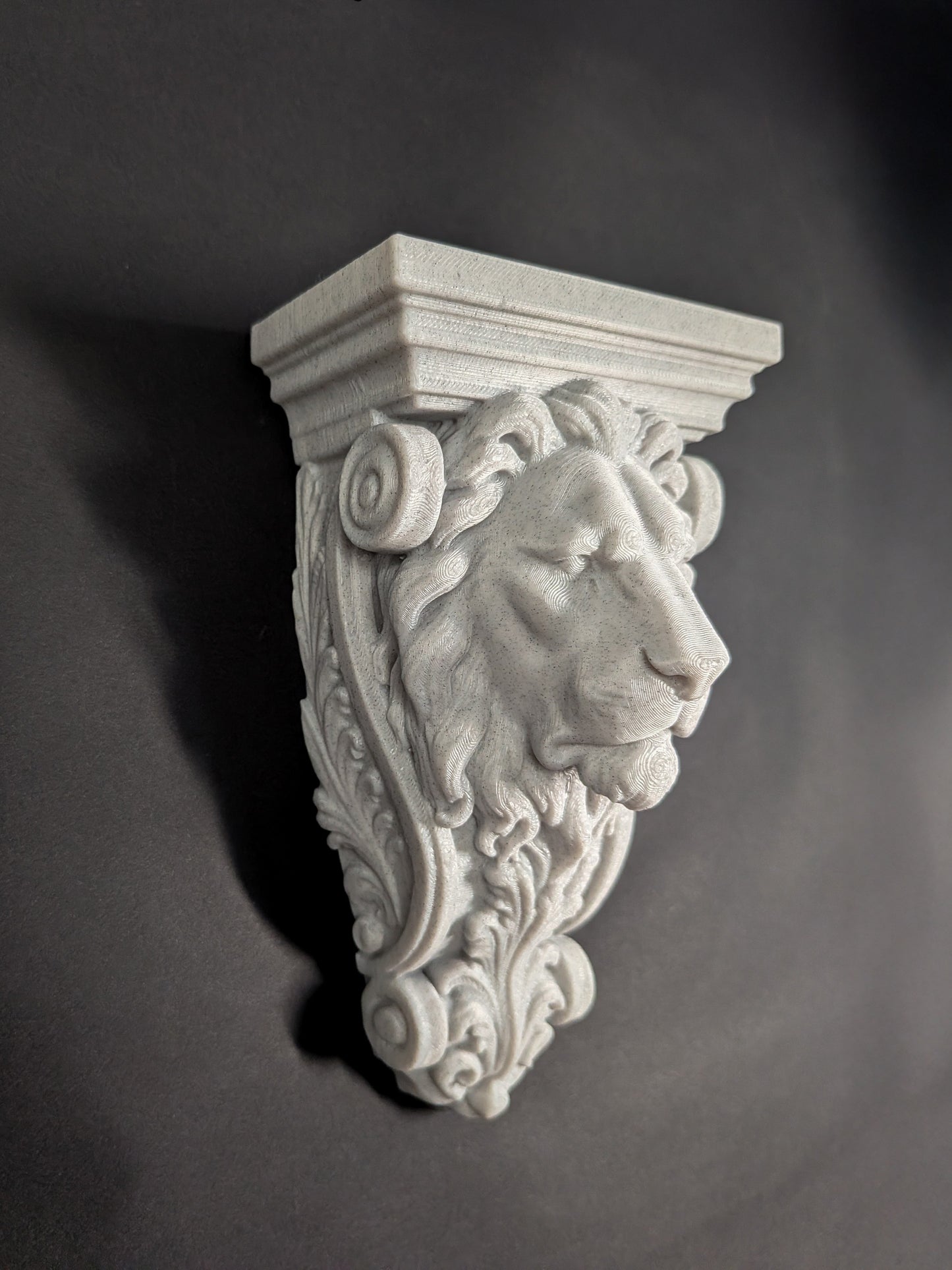 Lion Head Corbel Wall Decor - Marble Style Gothic Architectural Shelf Bracket