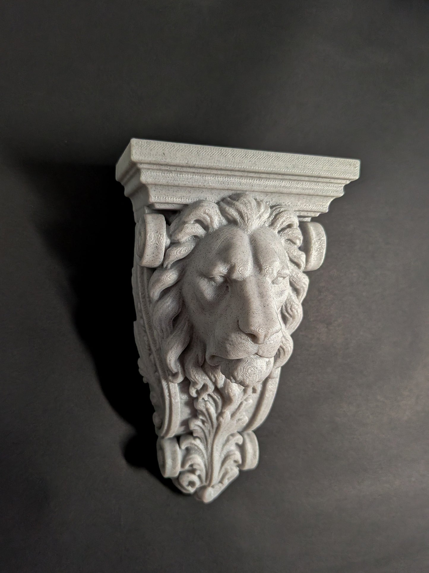 Lion Head Corbel Wall Decor - Marble Style Gothic Architectural Shelf Bracket