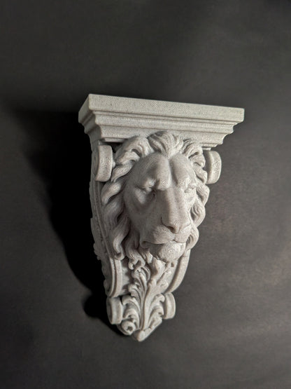 Lion Head Corbel Wall Decor - Marble Style Gothic Architectural Shelf Bracket