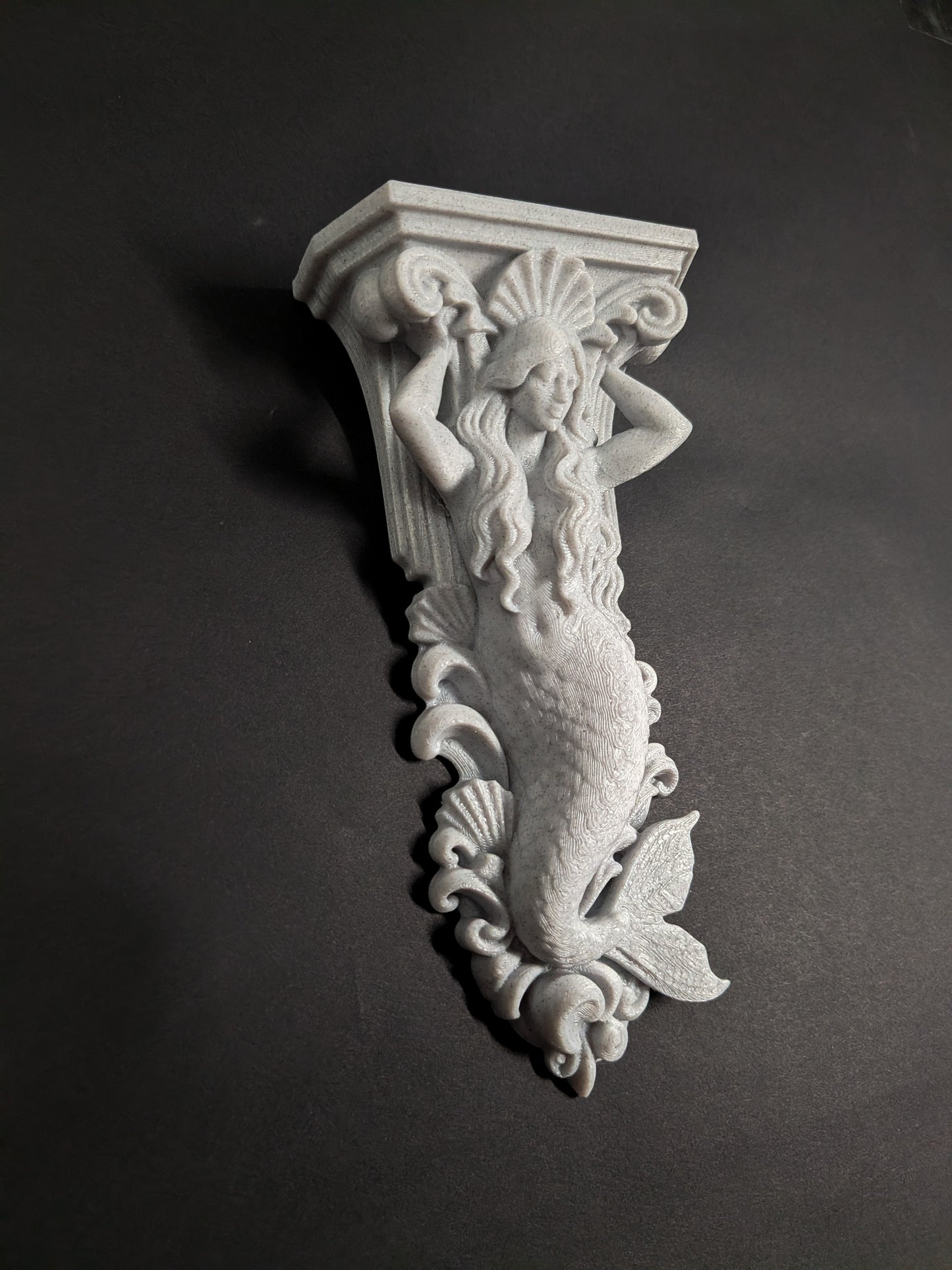 Mermaid Corbel Wall Decor - Marble Finish Coastal Gothic Shelf Bracket