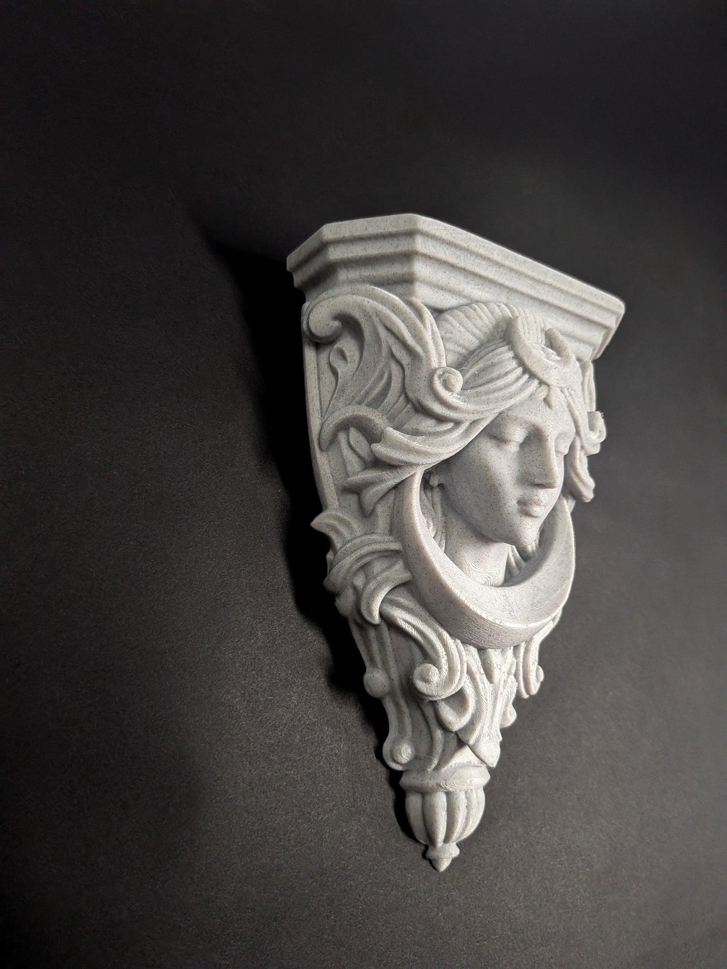 Moon Goddess Corbel Wall Decor - Marble Finish Celestial Gothic Shelf Bracket
