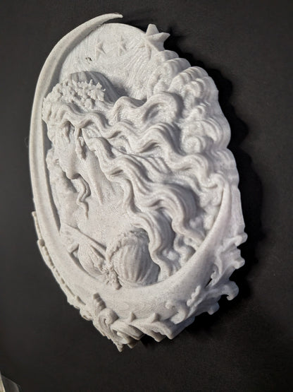 Moon Goddess Wall Relief - Marble Style Celestial Goddess Hanging Art