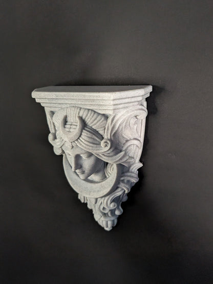 Moon Goddess Corbel Wall Decor - Marble Finish Celestial Gothic Shelf Bracket