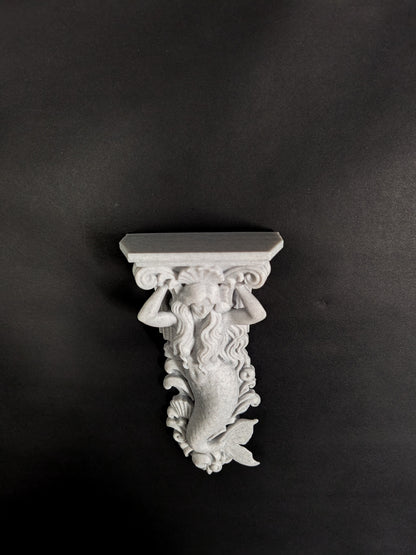 Mermaid Corbel Wall Decor - Marble Finish Coastal Gothic Shelf Bracket