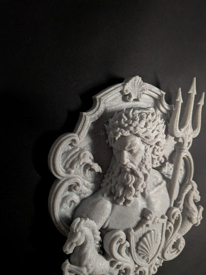 Poseidon Wall Relief - Marble Finish Greek Mythology Gothic Wall Art