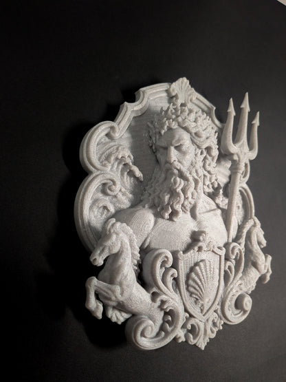 Poseidon Wall Relief - Marble Finish Greek Mythology Gothic Wall Art